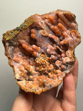 Load image into Gallery viewer, “Goblin Chalcedony” Pink & Orange Druzy Botryoidal Stalactites — Tichka Massif, High Atlas, Morocco