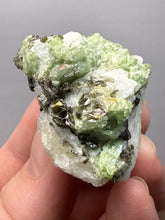 Load image into Gallery viewer, Electric Green Diopside on Quartz – Collector Mineral Specimen (Gilgit-Baltistan) Pakistan