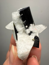 Load image into Gallery viewer, Dark Green Cap Stak Nala Tourmaline on Cleavelandite Matrix – Haramosh Mountains, Pakistan