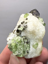 Load image into Gallery viewer, Electric Green Diopside on Quartz – Collector Mineral Specimen (Gilgit-Baltistan) Pakistan