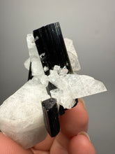 Load image into Gallery viewer, Dark Green Cap Stak Nala Tourmaline on Cleavelandite Matrix – Haramosh Mountains, Pakistan