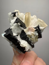 Load image into Gallery viewer, Dark Green Cap Stak Nala Tourmaline & Pink Morganite on Cleavelandite on Quartz Matrix – Haramosh Mountains, Pakistan