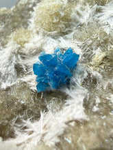 Load image into Gallery viewer, Rare Electric Blue Pentagonite on Druzy Matrix – Collector Mineral Specimen | India