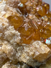 Load image into Gallery viewer, Hessonite Garnet Cluster on Matrix – Natural Collector Specimen from Pakistan | High-Grade Orange-Red Garnet Crystals