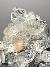 Load image into Gallery viewer, High-Grade Green Apophyllite with Pink Stilbite on Black Chalcedony – Deccan Traps, India