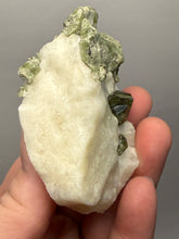 Load image into Gallery viewer, Electric Green Diopside on Quartz – Collector Mineral Specimen (Gilgit-Baltistan) Pakistan