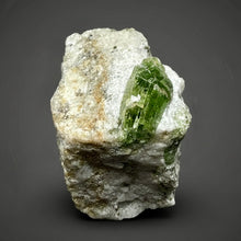 Load image into Gallery viewer, Electric Green Diopside on Quartz – Collector Mineral Specimen (Gilgit-Baltistan) Pakistan