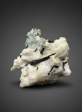 Load image into Gallery viewer, Dark Green Cap Stak Nala Tourmaline and Aquamarine on Cleavelandite Matrix – Haramosh Mountains, Pakistan