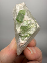 Load image into Gallery viewer, Vibrant Green Tourmaline on Quartz Crystal | Pegmatite Mineral Specimen from Pakistan