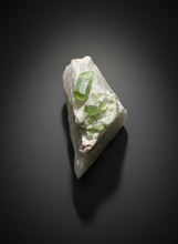 Load image into Gallery viewer, Vibrant Green Tourmaline on Quartz Crystal | Pegmatite Mineral Specimen from Pakistan