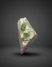 Load image into Gallery viewer, Vibrant Green Tourmaline on Quartz Crystal | Pegmatite Mineral Specimen from Pakistan