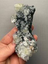 Load image into Gallery viewer, High-Grade Green Apophyllite with Pink Stilbite on Black Chalcedony – Deccan Traps, India