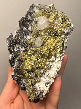 Load image into Gallery viewer, 5.1” New Find: Huanzala Mine Peru Sphalerite + Chalcopyrite + Apatite + Calcite + Quartz | Collector Display Specimen