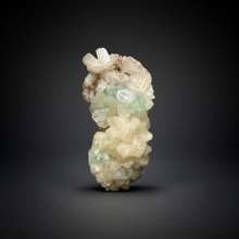 Load image into Gallery viewer, High-Grade Gemmy Green Apophyllite on White Stilbite | Deccan Traps, Maharashtra, India