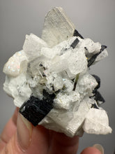 Load image into Gallery viewer, Dark Green Cap Stak Nala Tourmaline on Cleavelandite Matrix – Haramosh Mountains, Pakistan