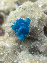 Load image into Gallery viewer, Rare Electric Blue Cavansite on Druzy Matrix – Collector Mineral Specimen | India