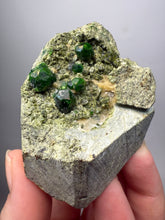 Load image into Gallery viewer, Gemmy Green Garnet on Matrix – Pakistan Collector Specimen