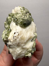 Load image into Gallery viewer, Electric Green Diopside on Quartz – Collector Mineral Specimen (Gilgit-Baltistan) Pakistan