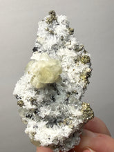 Load image into Gallery viewer, 2.7” New Find: Huanzala Mine Peru Sphalerite + Chalcopyrite + Apatite + Calcite + Quartz | Collector Display Specimen