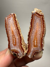 Load image into Gallery viewer, High-Grade Indonesian Sumatra Agate Pair – Vibrant Banded Chalcedony with Rich Color Zoning | Ethical Lapidary & Collector Display Specimens