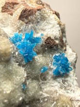 Load image into Gallery viewer, Rare Electric Blue Pentagonite on Druzy Matrix – Collector Mineral Specimen | India