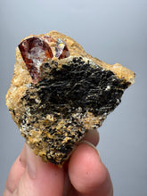 Load image into Gallery viewer, Naturally Faceted Zircon Crystal on Pegmatite–Biotite Matrix • Pakistan Mineral Specimen