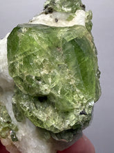 Load image into Gallery viewer, Electric Green Diopside on Quartz – Collector Mineral Specimen (Gilgit-Baltistan) Pakistan