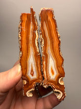 Load image into Gallery viewer, High-Grade Indonesian Sumatra Agate Pair – Vibrant Banded Chalcedony with Rich Color Zoning | Ethical Lapidary & Collector Display Specimens