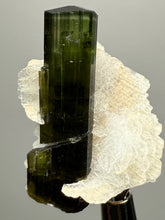 Load image into Gallery viewer, Dark Green Cap Stak Nala Tourmaline with Cleavelandite Flower – Haramosh Mountains, Pakistan | Thumbnail Specimen