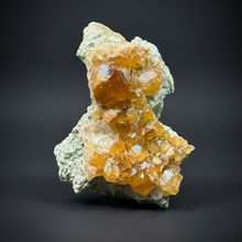 Load image into Gallery viewer, Hessonite Garnet Cluster on Matrix – Natural Collector Specimen from Pakistan | High-Grade Orange-Red Garnet Crystals