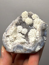 Load image into Gallery viewer, Mordenite with Optical Calcite on Druzy Chalcedony | Mineral Cabinet Specimen | Deccan Traps, India