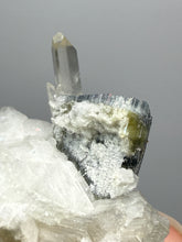 Load image into Gallery viewer, Self-healed Blue and Green Cap Stak Nala Tourmaline w Double Terminated Quartz on Cleavelandite Matrix – Haramosh Mountains, Pakistan