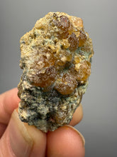 Load image into Gallery viewer, Hessonite Garnet Cluster on Matrix – Natural Collector Specimen from Pakistan | High-Grade Orange-Red Garnet Crystals