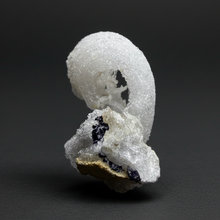 Load image into Gallery viewer, RARE COMBO Moroccan Ram’s Horn Selenite (Gypsum) with Purple Fluorite Display Specimen