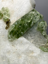 Load image into Gallery viewer, Electric Green Diopside on Quartz – Collector Mineral Specimen (Gilgit-Baltistan) Pakistan