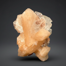 Load image into Gallery viewer, Gemmy Peach Stilbite Flower + Apophyllite on Red Heulandite — Maharashtra, India