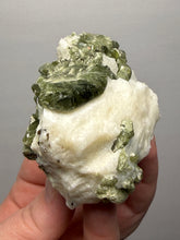 Load image into Gallery viewer, Electric Green Diopside on Quartz – Collector Mineral Specimen (Gilgit-Baltistan) Pakistan
