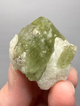 Load image into Gallery viewer, Electric Green Diopside on Quartz – Collector Mineral Specimen (Gilgit-Baltistan) Pakistan