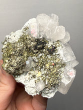 Load image into Gallery viewer, 3.3” New Find: Huanzala Mine Peru Sphalerite + Chalcopyrite + Apatite + Calcite + Quartz | Collector Display Specimen