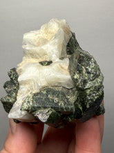 Load image into Gallery viewer, Electric Green Diopside on Quartz – Collector Mineral Specimen (Gilgit-Baltistan) Pakistan
