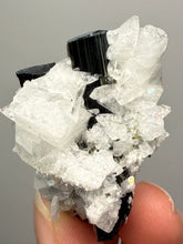Load image into Gallery viewer, Blue Cap Dark Green Stak Nala Tourmaline With Pink Morganite on Cleavelandite Matrix – Haramosh Mountains, Pakistan