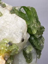 Load image into Gallery viewer, Electric Green Diopside on Quartz – Collector Mineral Specimen (Gilgit-Baltistan) Pakistan