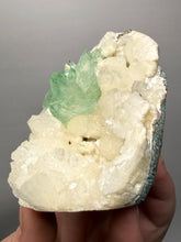 Load image into Gallery viewer, High-Grade Gemmy Green Apophyllite on White Stilbite & Apophyllite | Deccan Traps, Maharashtra, India