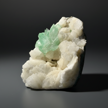 Load image into Gallery viewer, High-Grade Gemmy Green Apophyllite on White Stilbite & Apophyllite | Deccan Traps, Maharashtra, India