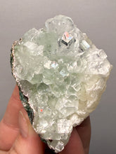 Load image into Gallery viewer, Light Mint Green “Disco Ball” Radial Apophyllite on Pink & Green Heulandite — Deccan Traps, India