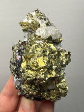 Load image into Gallery viewer, 3.8” New Find: Huanzala Mine Peru Sphalerite + Chalcopyrite + Apatite + Calcite + Quartz | Collector Display Specimen