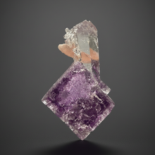 Load image into Gallery viewer, Rhodochrosite + Quartz on Purple Isometric Fluorite (Thumbnail Specimen) | Wutong Mine, China
