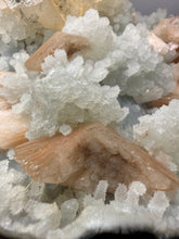 Load image into Gallery viewer, XXL Museum-Quality Golden Optical Calcite & Red Heulandite Encrusted Pink Stilbite on Druzy Chalcedony | India | Mineral Display Showpiece Specimen