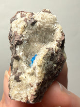 Load image into Gallery viewer, Rare Electric Blue Pentagonite on Druzy Matrix – Collector Mineral Specimen | India
