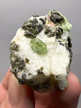 Load image into Gallery viewer, Electric Green Diopside on Quartz – Collector Mineral Specimen (Gilgit-Baltistan) Pakistan